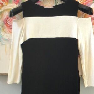 Philosophy Republic Black White Cold Shoulder Top Size M